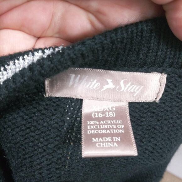 White Stag Christmas Tree Sweater Black Size XL - Picture 7 of 7